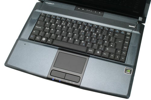 Novatech X50MV Pro Gaming Notebook keyboard and touchpad.