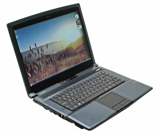 Novatech X50MV Pro Gaming Notebook open with screen on