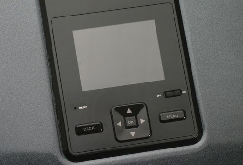 Electronic device control panel with screen and navigation buttons