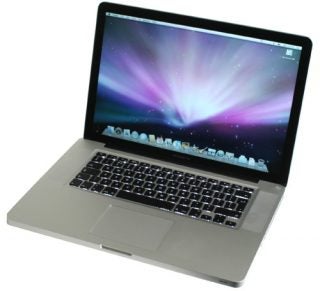 Apple MacBook Pro 15.4-inch open on white background