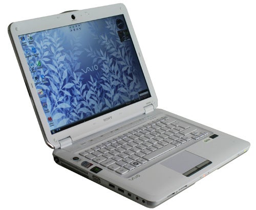 Sony VAIO VGN-CS11S/W laptop open and powered on.