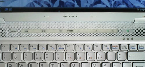 Close-up of Sony VAIO VGN-CS11S/W notebook keyboard.