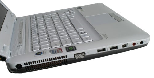 Sony VAIO VGN-CS11S/W notebook side view showcasing ports.