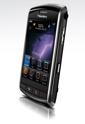 BlackBerry Storm smartphone on white background.