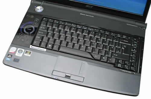 Acer Aspire 6935G Notebook keyboard and touchpad close-up.