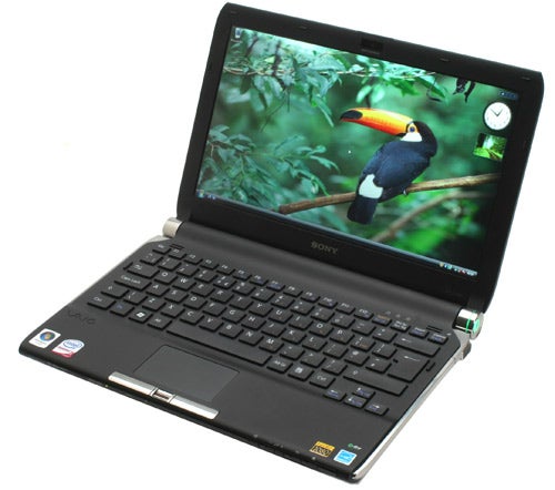 Sony VAIO VGN-TT11WN/B ultra-portable laptop open on desk.