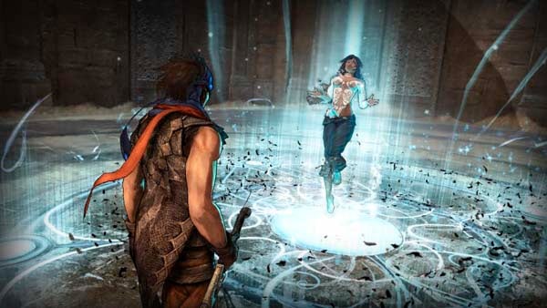 Screenshot of Prince of Persia game with characters and magical elements.