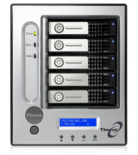 Thecus i5500 IP SAN Appliance with five drive bays.