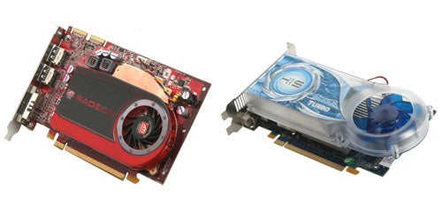 HIS HD 4670 IceQ Turbo graphics cards side by side.