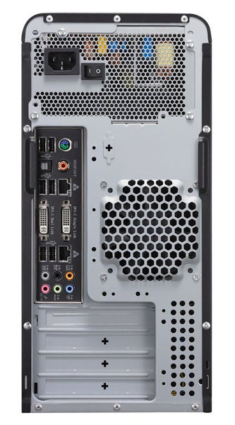 Rear view of Asus P5N-VM WS motherboard's I/O ports.