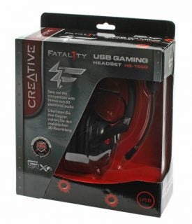 Creative Fatal1ty HS-1000 USB Gaming Headset in package.