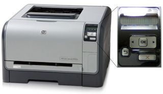 HP Laserjet CP1515n printer and control panel close-up