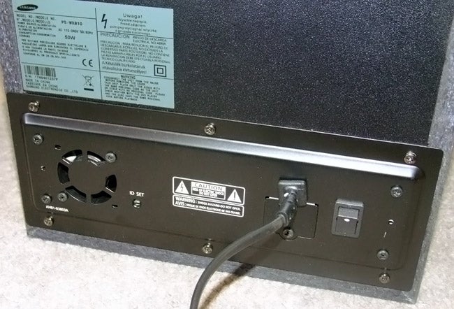 Back panel of Samsung HT-X810R home cinema system with connectivity ports.