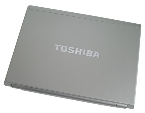 Toshiba Portege R600-108 laptop closed on white background.