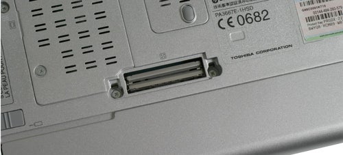 Close-up of Toshiba Portege R600 docking connector.
