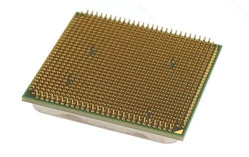 AMD Athlon X2 7750 Black Edition processor from the bottom.