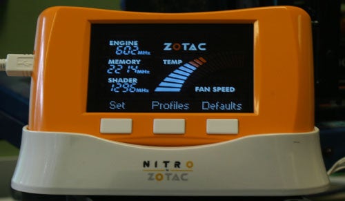 Zotac Nitro hardware overclocking interface displaying stats.