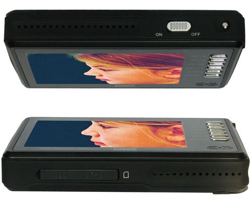 August DTV350C Portable TV viewed from front and top.
