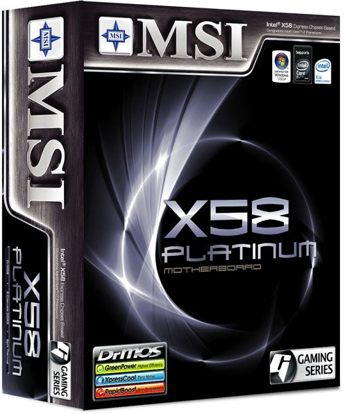 MSI X58 Platinum motherboard packaging box.