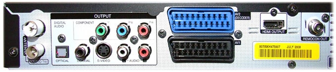Back panel of LG home cinema system showing various connectivity ports.