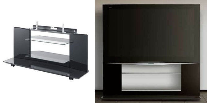 Panasonic Viera Plasma TV with stand, side by side view.