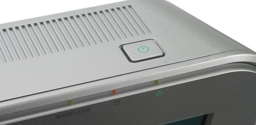 Close-up of Sony VGC-JS1E PC with power button and wireless indicator.