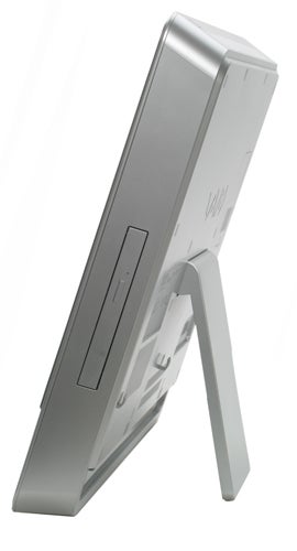 Side view of Sony VGC-JS1E All-In-One PC showing ports and stand.