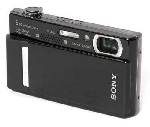 Sony Cyber-shot T500 compact digital camera on white background.
