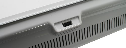 Close-up of BenQ M2400HD monitor's side with USB port.