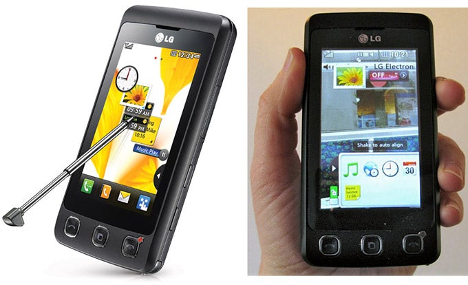 LG Cookie KP500 smartphone with stylus and on-screen interface.