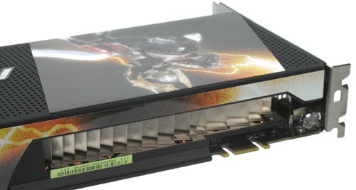 NVIDIA GeForce GTX 295 graphics card with cooling vents visible.