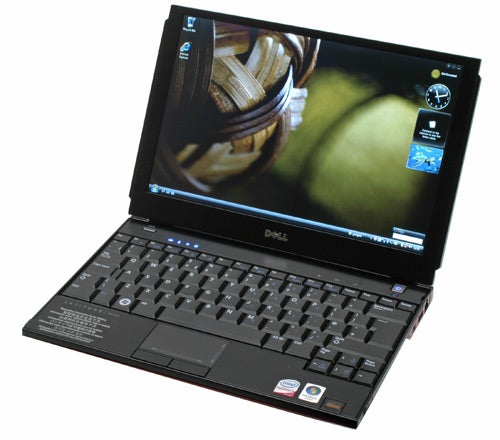 Dell Latitude E4200 laptop opened and powered on