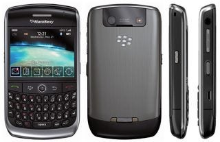 BlackBerry Curve 8900 smartphone front, back, and side views.
