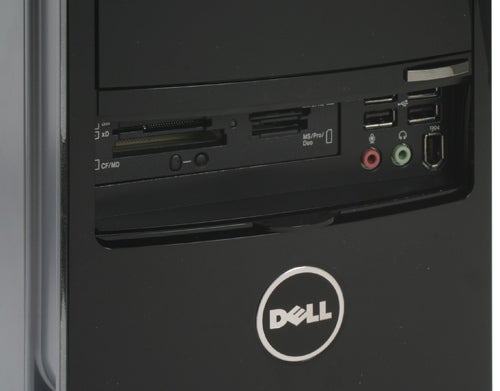 Close-up of Dell Studio XPS desktop's front panel ports.