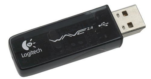 Logitech Wave 2.4 GHz wireless USB dongle.