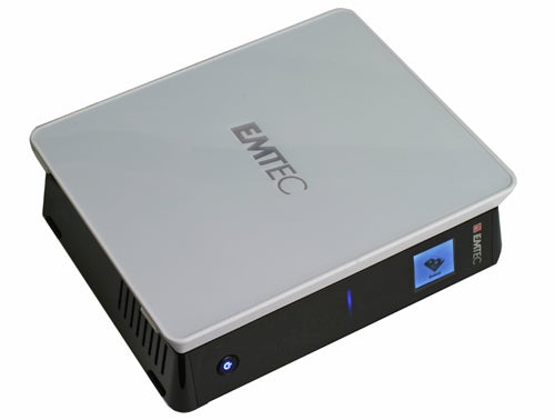 Emtec Movie Cube S800 multimedia player on white background.