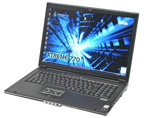 Rock Xtreme 780 17-inch gaming laptop with open lid