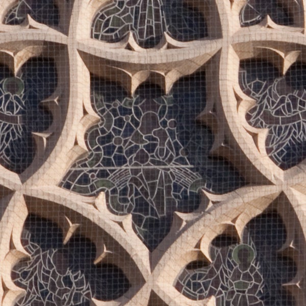 Decorative stone lattice work captured with Canon EOS 50D.