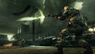 Screenshot of gameplay from Killzone 2 showing combat scene.