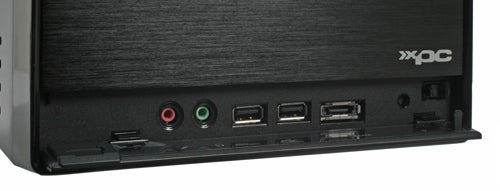 Close-up of Shuttle XPC Prima Series SP45H7 front ports.