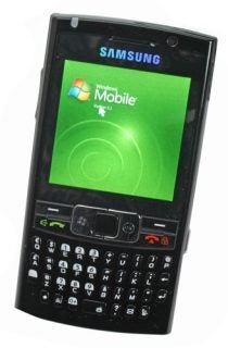 Samsung SGH-i780 BizBee smartphone with Windows Mobile screen.
