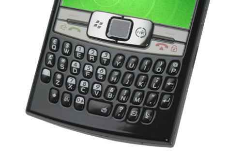 Close-up of Samsung SGH-i780 BizBee smartphone keypad.