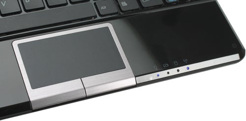 Close-up of Asus Eee PC 1000HE keyboard and touchpad.