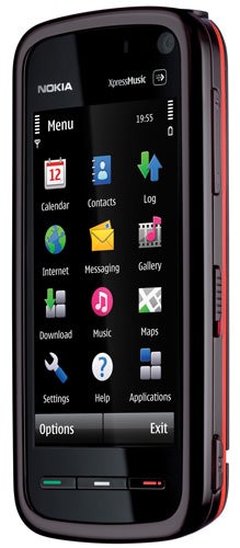 Nokia 5800 XpressMusic smartphone showing main menu screen.
