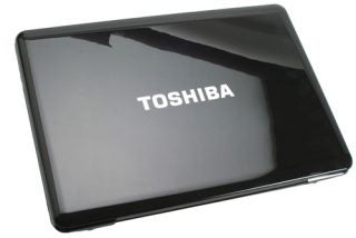 Toshiba Satellite A350-11N laptop with closed glossy lid.