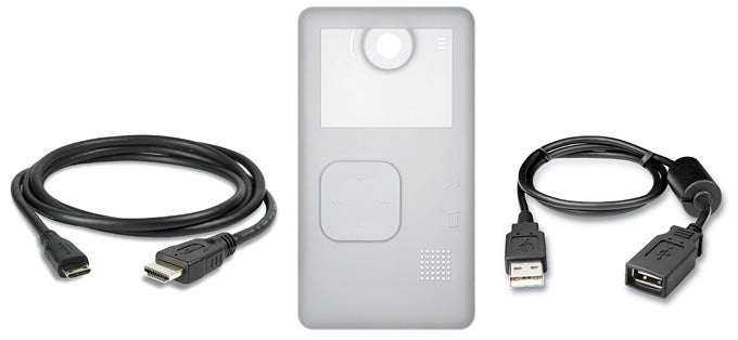 Creative Vado HD camera with HDMI and USB cables.