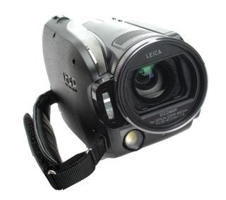 Panasonic HDC-HS20 camcorder with Leica lens on white background.