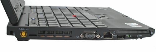 Side view of Lenovo ThinkPad X200t Tablet PC ports.