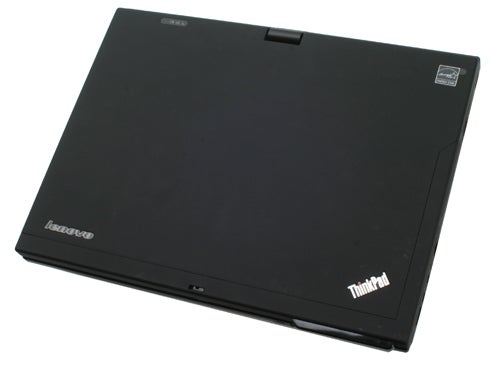 Lenovo ThinkPad X200t Tablet PC closed on white background.