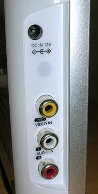 Close-up of Philips Portable DVD Player input ports.
